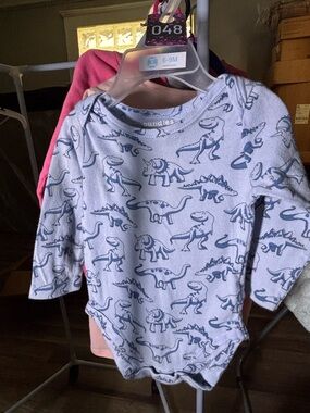 Bundles Baby Blue Dinosaur Long-Sleeve One-Piece  - 6-9M NB 048-  Bundle